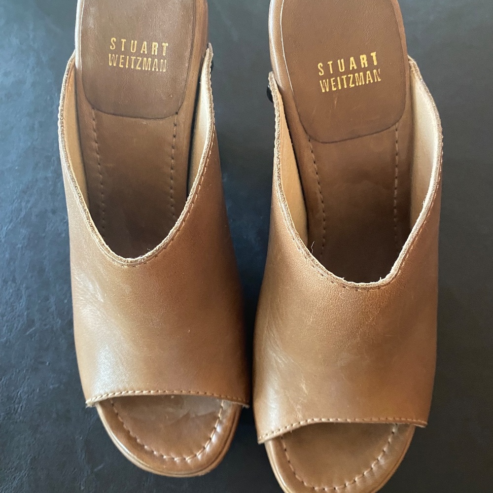 Stuart Weitzman Sequoia Mousse Designer Wood Plat… - image 3